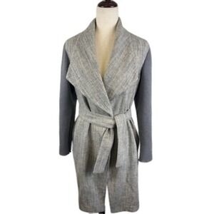 LaVia 18 Women's Gray Knit Sleeve Belted Trench Sweater Coat Size 44 12
